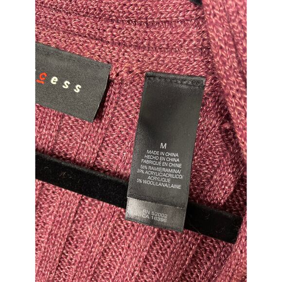 Axcess, Size Medium, Maroon Red Sweater, Open Knit V-Neck, Cozy, Ramie, EUC - Picture 2 of 6